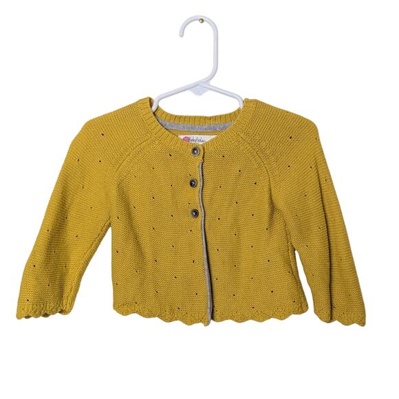 Baby Boden Cashmere Cotton Blend Gold Yellow 3 Button Cardigan Baby Girl Size 3M - Picture 1 of 10
